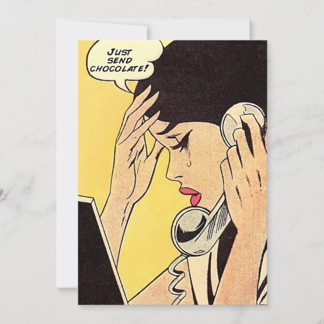 Just Send Chocolate Vintage comic art Holiday Card (Front)