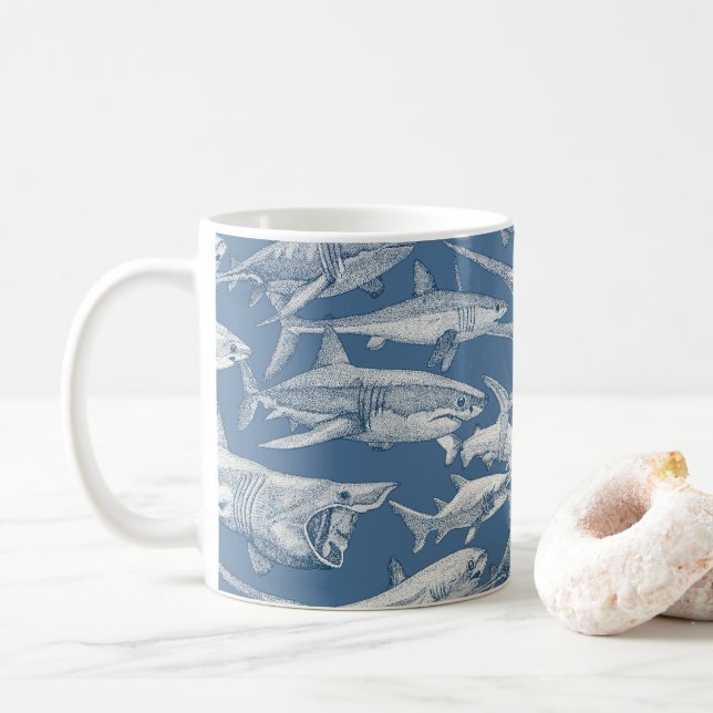just sharks cobalt denim coffee mug (With Donut)