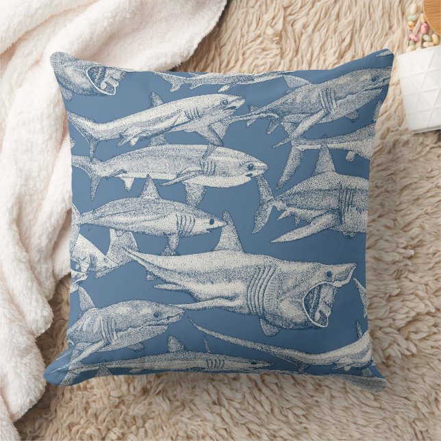 just sharks cobalt denim cushion (Blanket)