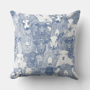 just sheep classic blue white cushion