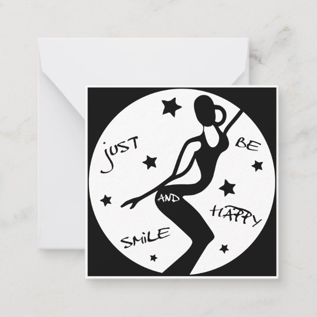 Just Smile And Be Happy, Funny Stick woman Card (Front)