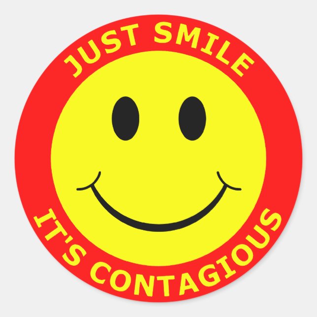 Just Smile It's Contagious Classic Round Sticker (Front)