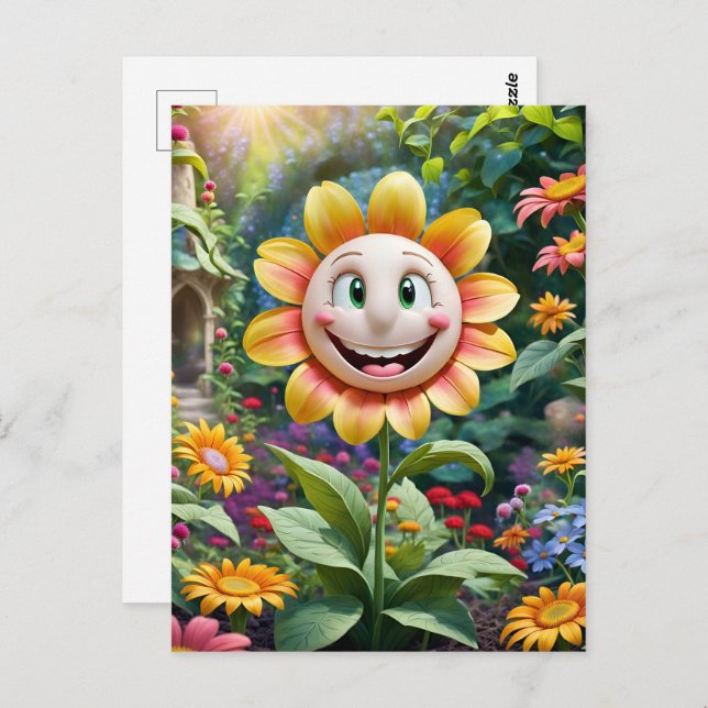 Just Smile, Smiling face in clouds, Postcrossing Postcard (Front/Back)