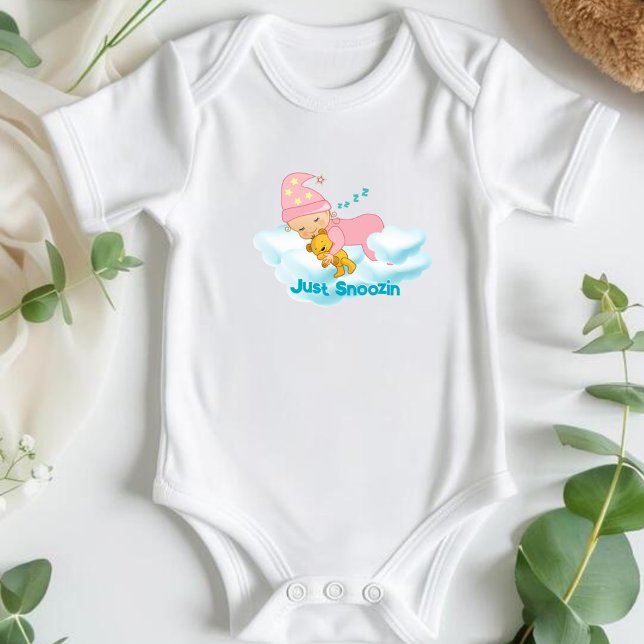 Just Snoozin Pink Baby sleeping in Clouds Bodysuit (Creator Uploaded)