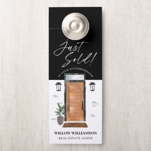 Just Sold Real Estate Agent Wood Watercolor Door Door Hanger