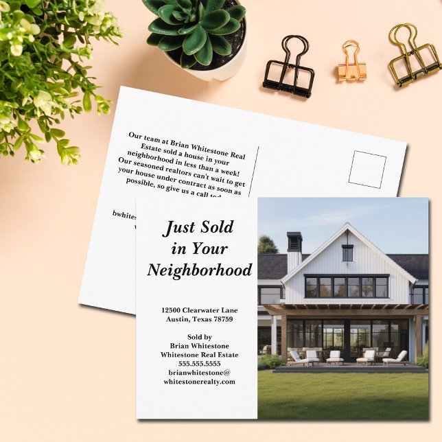 Just Sold Real Estate Company Custom House Photo Postcard (Creator Uploaded)