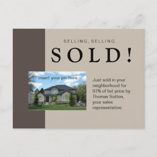 Just Sold Real Estate Postcard Taupe