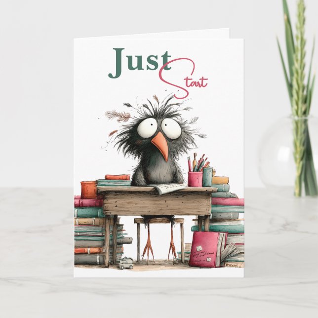 Just Start Quirky Bird Student Desk Card (Front)