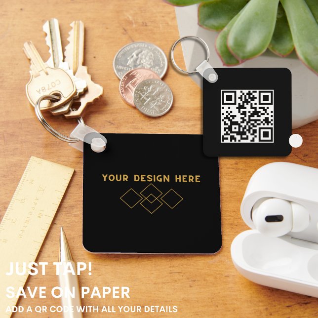 JUST TAP | QR Code Business Card JET BLACK Key Ring (Creator Uploaded)
