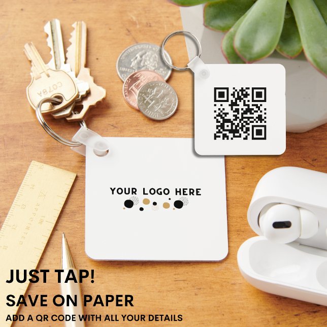 JUST TAP | QR Code Business Card MODERN SIMPLE Key Ring (Creator Uploaded)