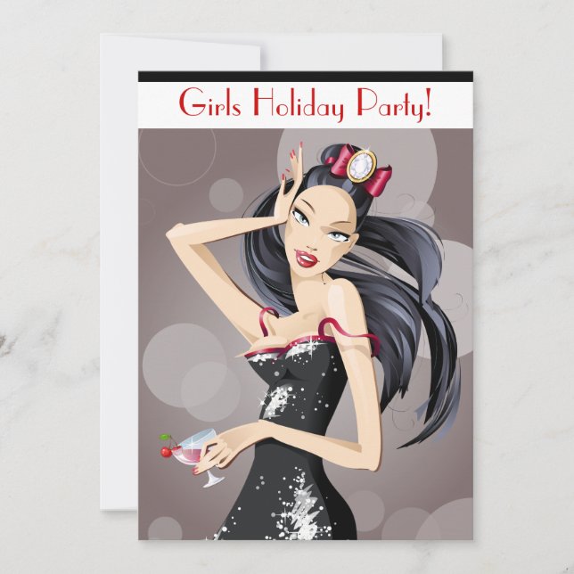 Just the Girls Holiday Christmas Cocktail Party Invitation (Front)