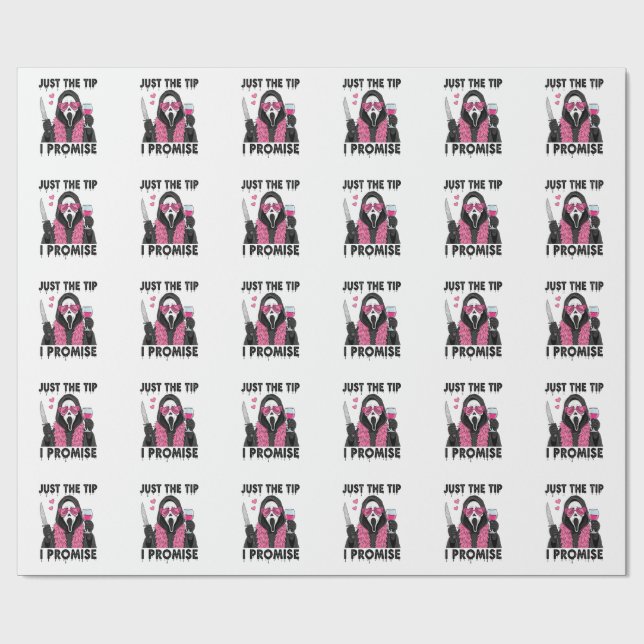Just The Tip I Promise Funny Horror Wrapping Paper (Flat)