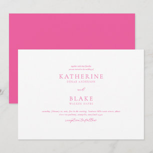 Just the Two of Us Modern Pink Wedding Invitation