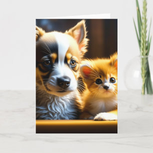 Just Thinking About Ya   Kitten and Puppy Card