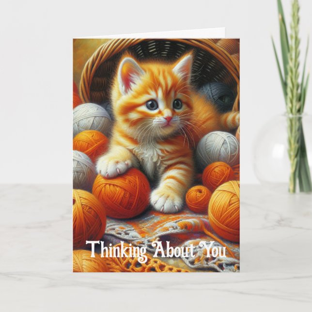 Just Thinking about You | Cute Orange Kitten Card (Front)