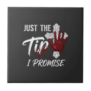 Just Tip Promise Halloween Bloody Hand Cross Tile