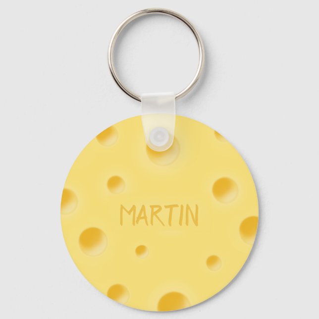 Just Too Cheesy! Personalised Swiss Cheese Key Ring (Front)