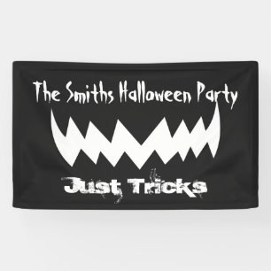 Just Tricks Evil Smile Halloween Banner