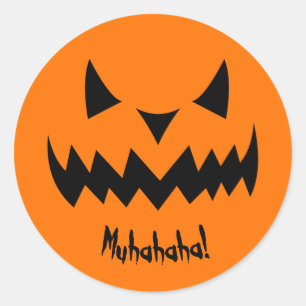 Just Tricks Evil Smiling Pumpkin Halloween Classic Round Sticker