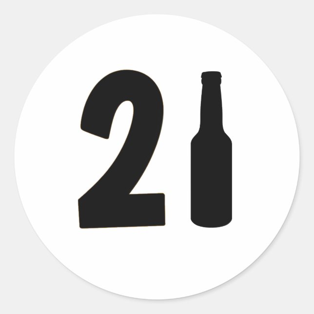 Just Turned 21 Beer Bottle 21st Birthday Classic Round Sticker (Front)
