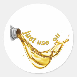 just use oil classic round sticker
