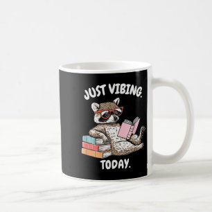 Just vibing today racoon reading books coffee mug