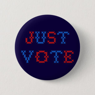 Just Vote Cross Stitch 6 Cm Round Badge