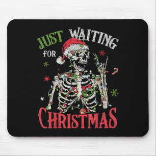 Just Waiting For Christmas Holiday Santa Claus Ske Mouse Pad