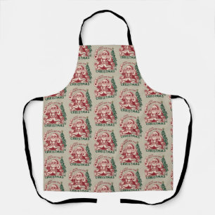 Just Waiting For Christmas Santa Claus Retro Funny Apron