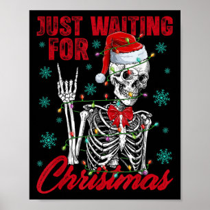 Just Waiting For Christmas Skeleton Rock Hand Sign