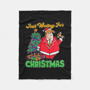 Just Waiting For Christmas Trump Santa Minimalist Fleece Blanket