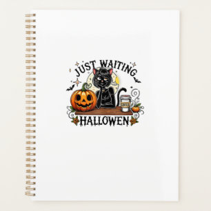 Just Waiting For Halloween Black Cat Lady Ice Coff Planner
