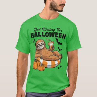 Just Waiting For Halloween Cute Lazy Sloth Hallowe T-Shirt