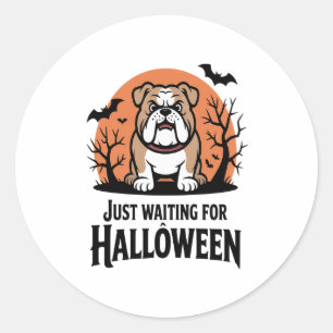 Just Waiting for Halloween Dog Classic Round Sticker