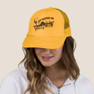 Just Waiting For Halloween Fun Pumpkin Cat Ghostly Trucker Hat