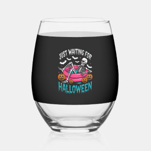 Just Waiting For Halloween Png Stemless Wine Glass