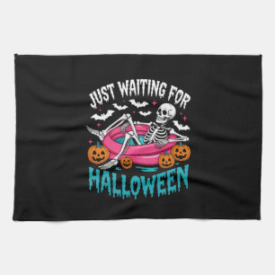 Just Waiting For Halloween Png Tea Towel