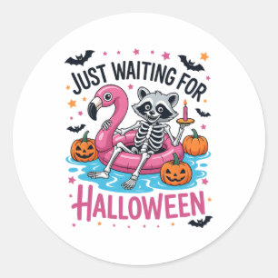 Just Waiting For Halloween Racoon  Classic Round Sticker