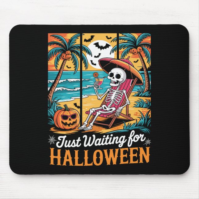 Just Waiting For Halloween Shirt Spooky Ghost Men  Mouse Pad (Front)