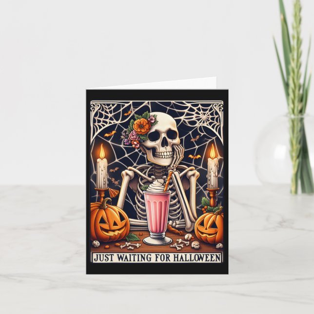 Just Waiting For Halloween Skeleton  Card (Front)