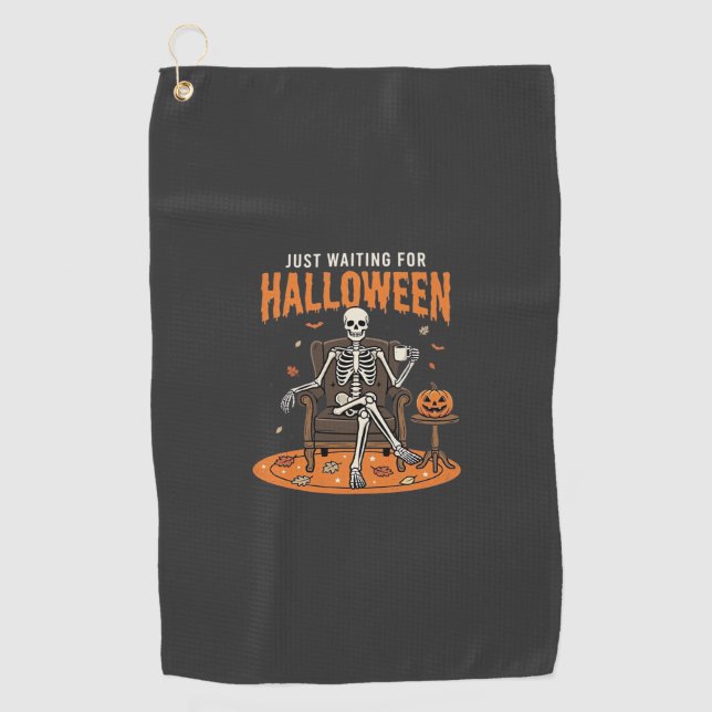 Just Waiting For Halloween Skeleton Design_1 Golf Towel (Front)