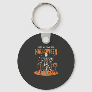 Just Waiting For Halloween Skeleton Design_1 Key Ring