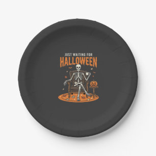 Just Waiting For Halloween Skeleton Design_1 Paper Plate