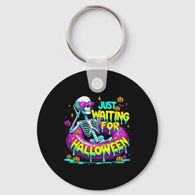 Just Waiting For Halloween Skeleton Doughnut Summe Key Ring (Front)
