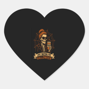 Just Waiting for Halloween Skeleton Heart Sticker