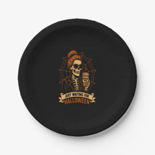 Just Waiting for Halloween Skeleton Paper Plate