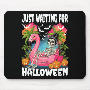 Just Waiting For Halloween Skeleton Spooky Summer Mouse Pad