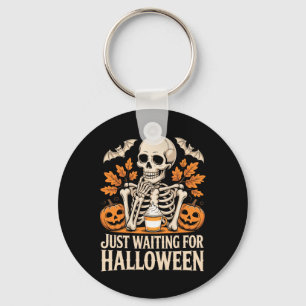 Just Waiting For Halloween Skeleton Summerween  Key Ring