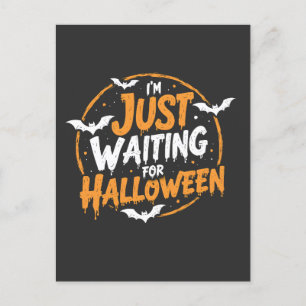 Just Waiting For Halloween Spooky Batty Gift Postcard