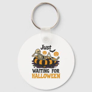 Just Waiting For Halloween Spooky Summer Skeleton  Key Ring